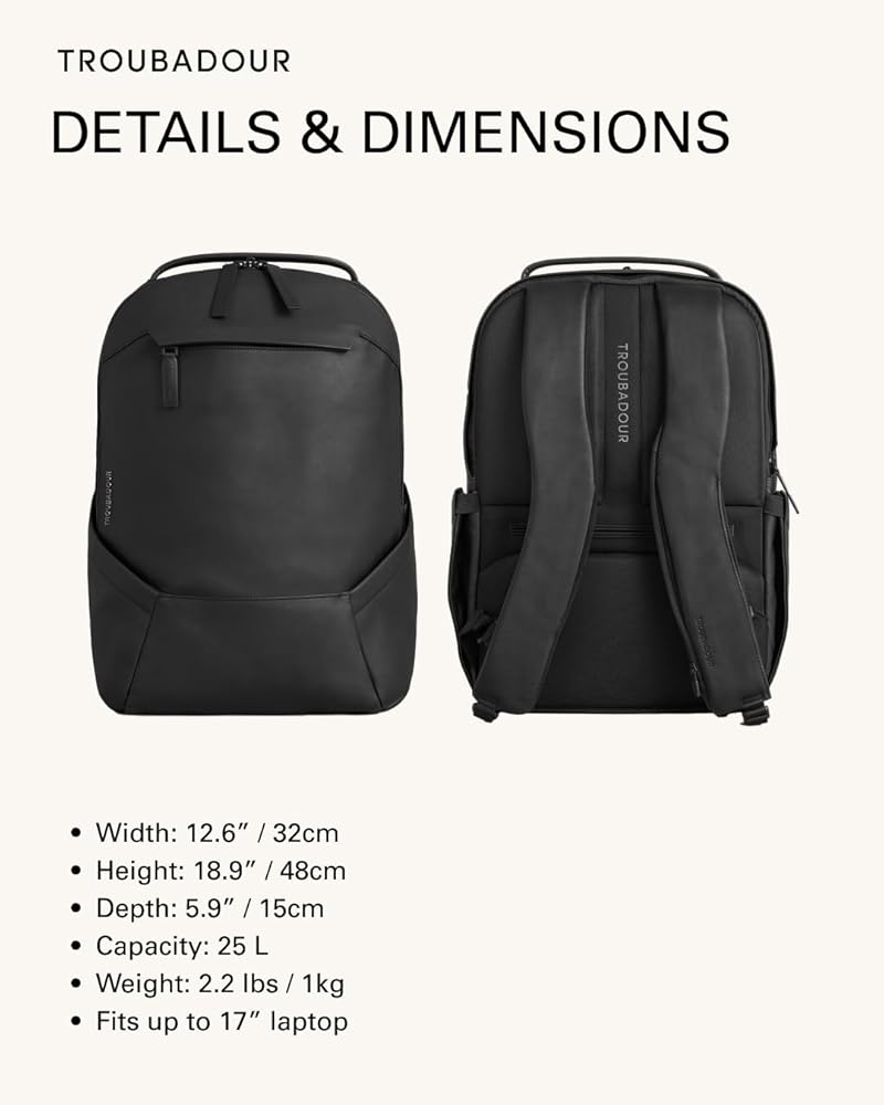 TROUBADOUR Apex Compact 3.0 ブラック Compact Apex Backpack | Lightweight Waterproof Fabric